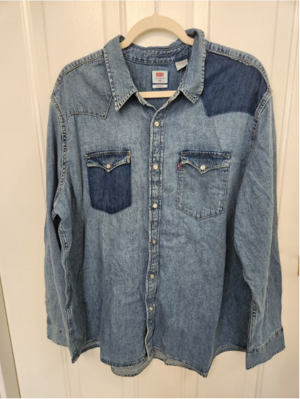 Men's Levi's Blue Denim Western Casual Button Down Shirt XXL